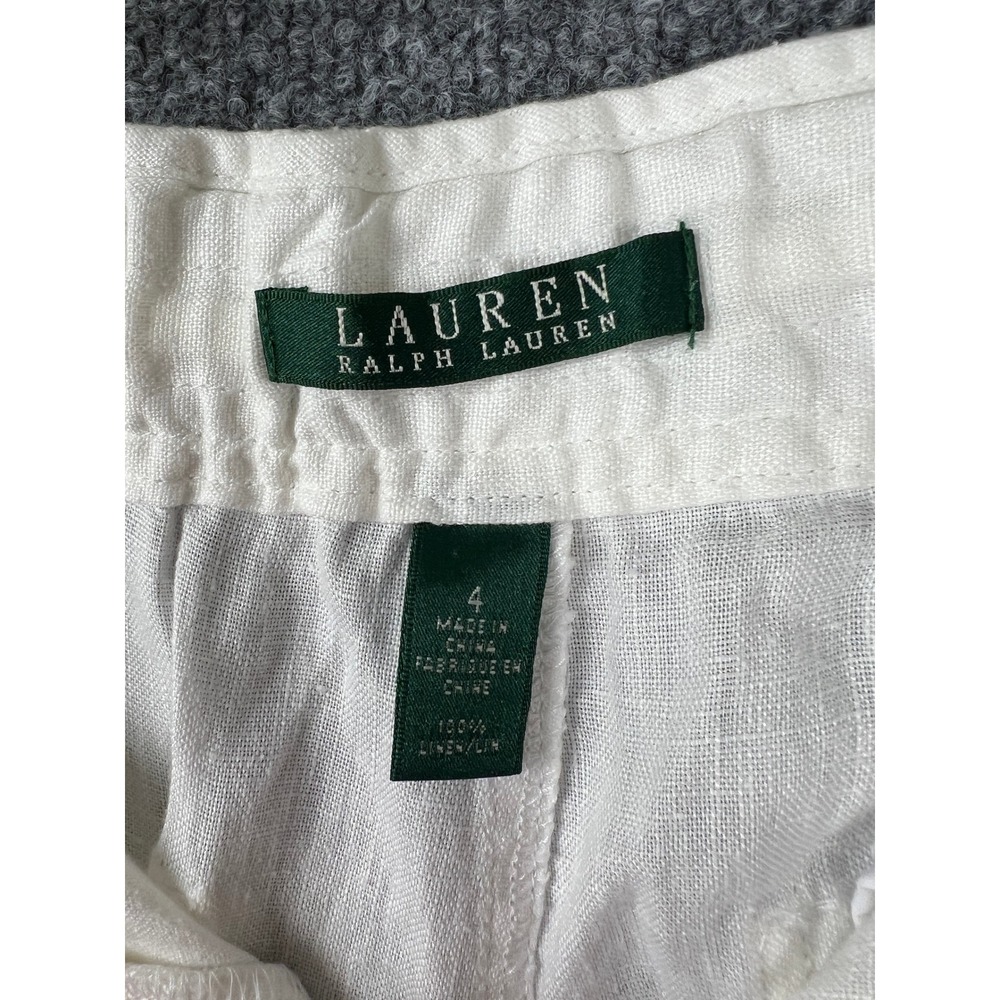 Lauren Ralph Lauren Linen White Pants Women 4 Wide Leg Drawstring Beach Vacation - Picture 5 of 10